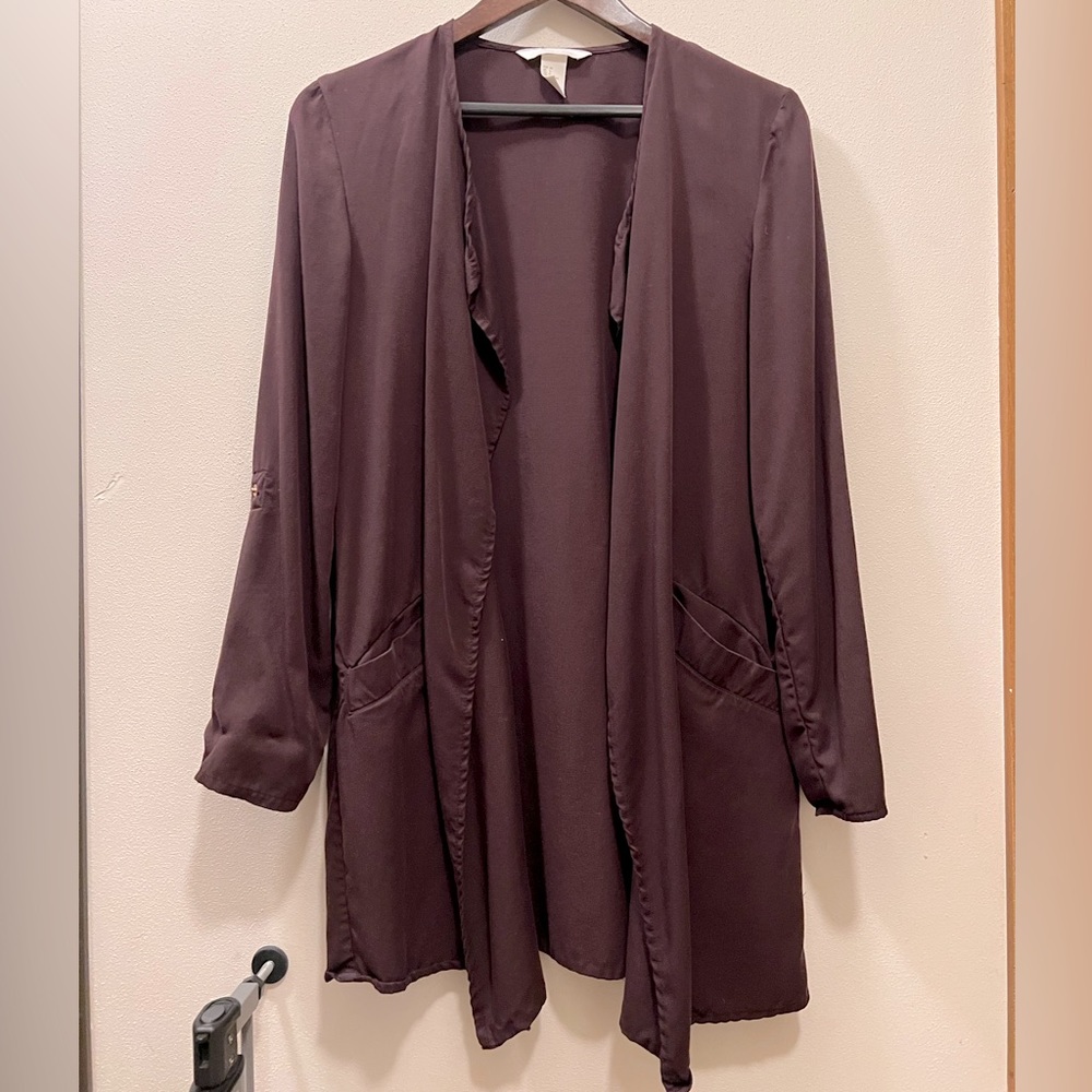 H&M CONSCIOUS Deep Purple Waterfall Cardigan